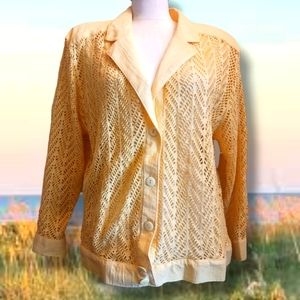 Sea Suns 100% cotton yellow cut out mesh 1990s vintage Blazer large
